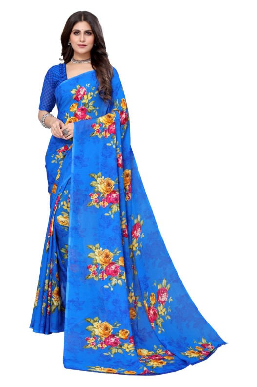 Fancy Georgette Printed Saree With blouse